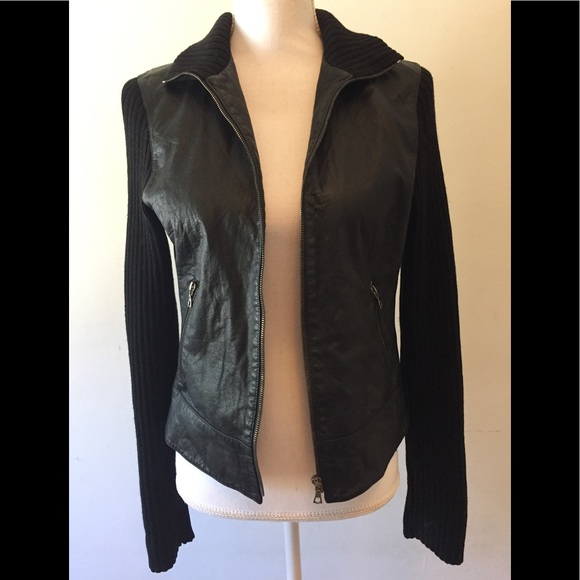 Theory Jackets & Blazers - Theory black leather moto jacket large